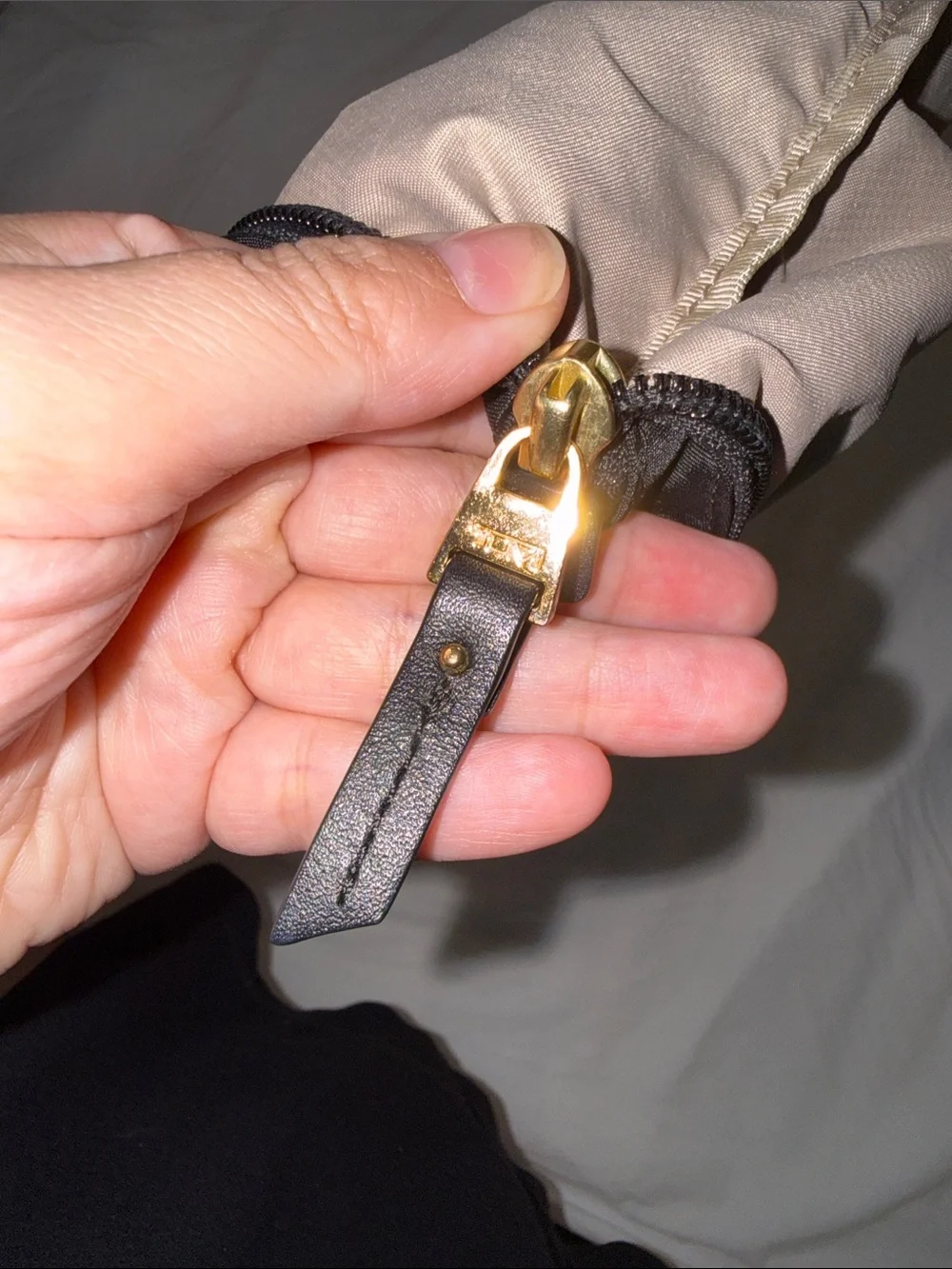 Tumi Black Nylon Zip Pouch with Gold Hardware